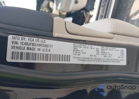 2021 Jeep Grand Cherokee Limited z USA, uszkodzony, nr VIN 1C4RJFBGXMC590777